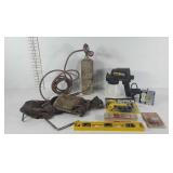 Tools, paint sprayer, leather tool belt with