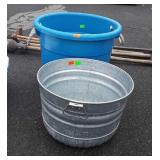 Galvanized Utility Tub18diax12" high, and a blue