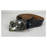 Leather belt with horse buckle 36in