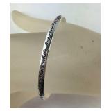 Inscribed Cuff Bracelet Silver Tone, size