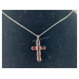 3.65ct Mozambique garnet cross pendant with 20
