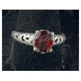 Size 10 Sterling Mozambique garnet 2ct solitaire