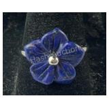 Size 8 carved lapis lazuli 3.4ct stainless ring