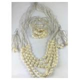 Glass bead and simulated pearl multi strand