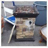 Propane Fired Firepit, faux stone column Style,