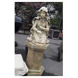 Gardening Statue Figure, 2pc as Lady figure sits