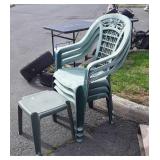 4pc Outdoor Chairs lot, 3 Chairs one footstool,
