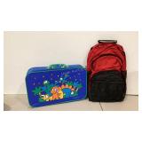 Backpack and youth size suitcase