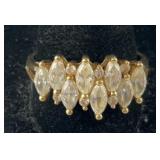 14k yellow gold CZ ring size 10.75 tested 4.94g