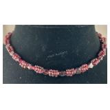 Garnet beaded necklace 16in
