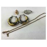 Sterling silver hoop earrings, gold filled watch