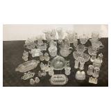 Clear glassware, including salt & peppers,