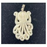 Sterling silver Bali carved octopus pendant