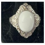 Size 10 Luna chalcedony ring platinum over copper