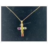 Gold over sterling earrings Italy multi stone