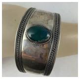 Sterling silver cuff bracelet with stone 25.43g