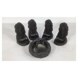 Lava art, four Coco Joes #261 tiki totems and