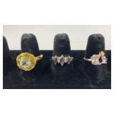 3 Costume Rings all Marked 925