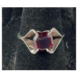 Modern Style Ruby Ring, Sterling Silver 1.4
