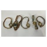 Five wrist watches not running for parts, Bulova,