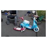 Radio Flyer scooter and Frozen motorcycle scooter