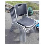 Set of 5 Lifetime Chairs, aluminum framed,