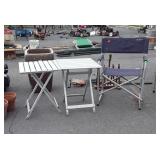3pc Outdoor Furniture lot, 2 Aluminum Folding