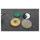4 Painted Concrete Garden decor stones