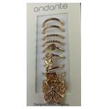 Goldtone butterfly set of stackable rings size 6