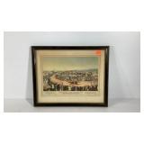 Race horsing print, framed and matted 20x16