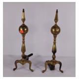 Andirons, brass tone, seller code 65