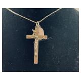 Sterling silver crucifix chain 17in