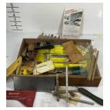 Storage box with Wood working tools, mini plane,