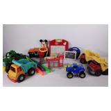 Toy group, trucks, magnadoodle, water wands and