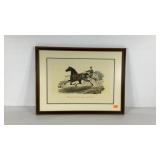 Horse trotter and driver print, framed and double