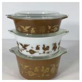 Pyrex Early American Heritage casseroles with