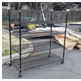 Wire Grid Rolling Storage Shelf, black finish
