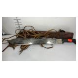 Machete with leather case made in Columbia 22.5in