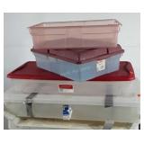 Three Storage Totes with lids, one additional