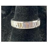 Size 7 Sterling silver diamond cut 2.34gr band