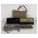 Five purses and clutches