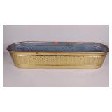 Oblong galvanized bucket,  11 x 39, gold tone