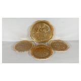 Carnival glass, iris and herringbone plates, one