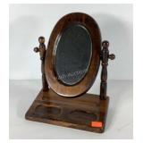 Vanity mirror, missing two feet with finish wear,