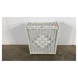 Painted wicker hamper, small, 18x8x21
