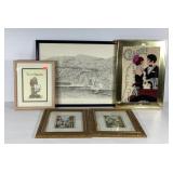 Wall art, two framed needleworks (12x15 & 16x22),