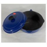 Le Creuset enameled cast iron skillet with lid, ha