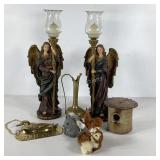 Decor group, angel resin candleholders , brass