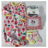 Baby clothes, socks and photo frame, new with