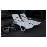 Pair of poly Chase Lounges, Recliner backs, both